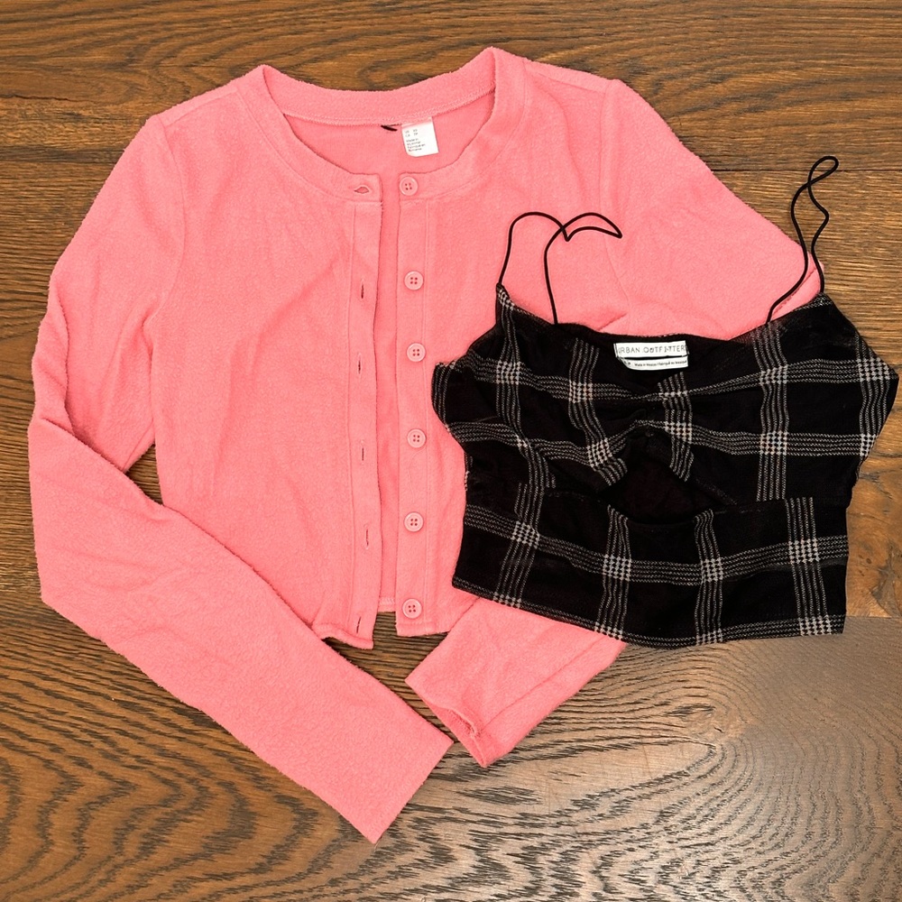 Long sleeve sweater + striped crop top for kids BUNDLE